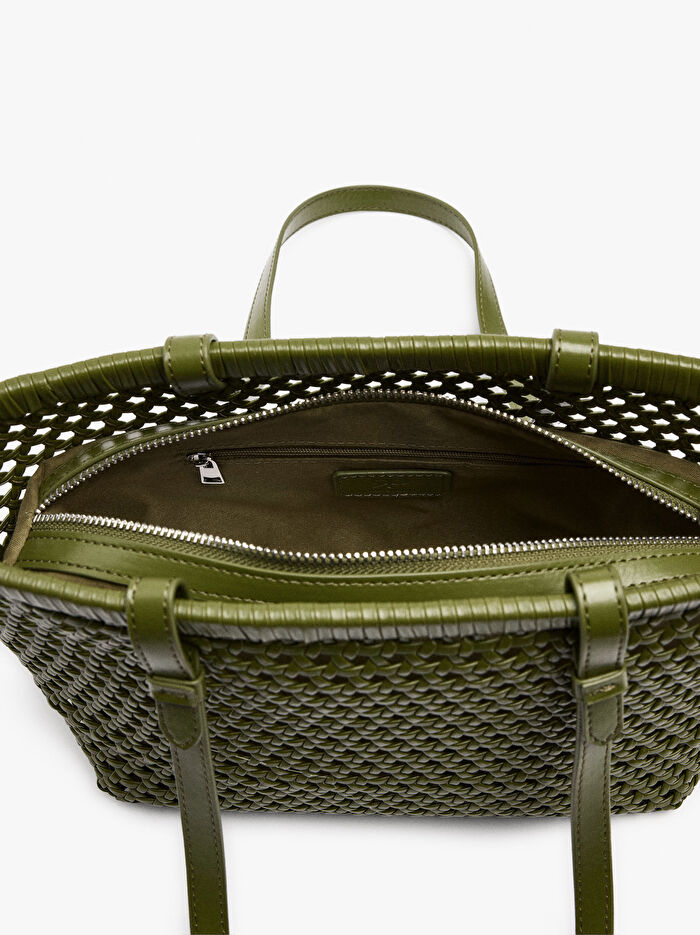 Örgü Detaylı ve İçi Çıkarılabilir Tote Çanta