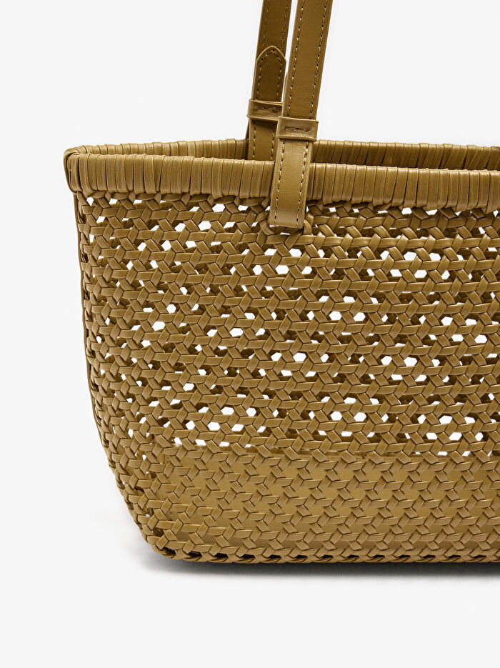 Örgü Detaylı ve İçi Çıkarılabilir Tote Çanta
