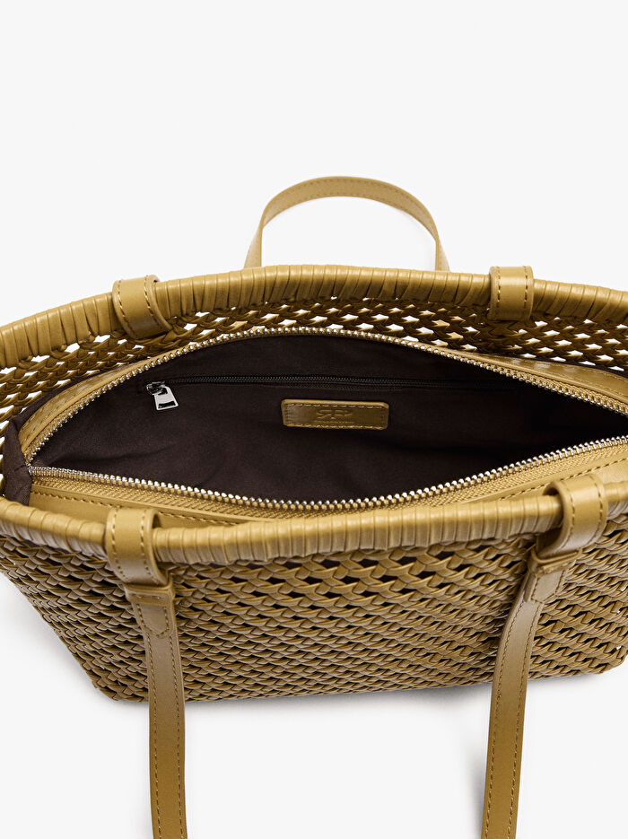 Örgü Detaylı ve İçi Çıkarılabilir Tote Çanta