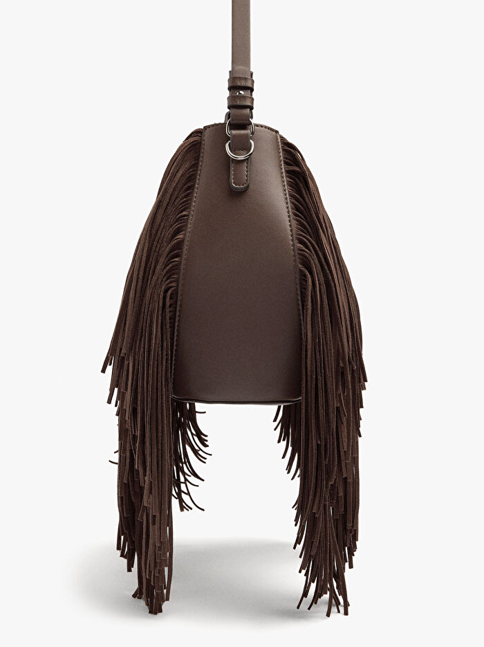 Uzun Püsküllü Bucket Çanta