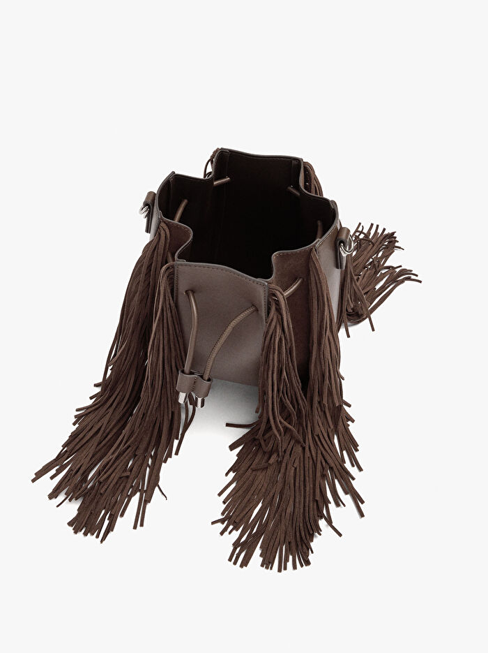 Uzun Püsküllü Bucket Çanta