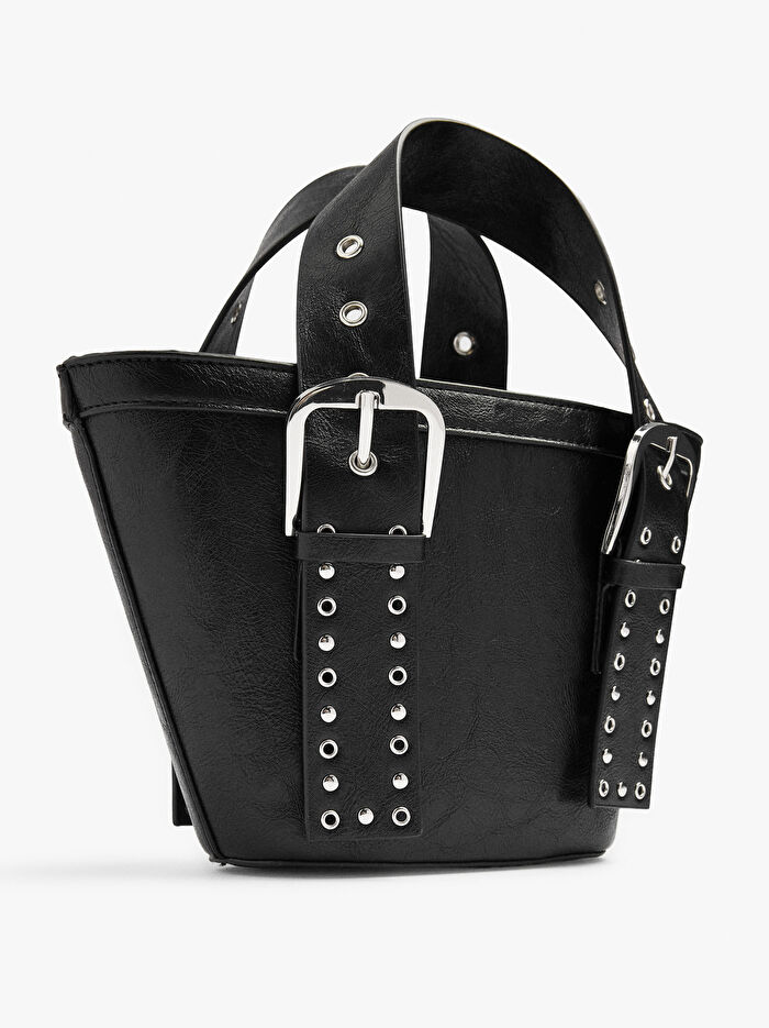 Zımba Detaylı ve Tokalı Bucket Çanta