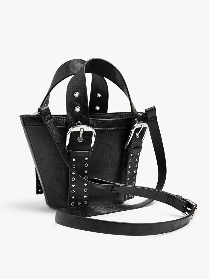 Zımba Detaylı ve Tokalı Bucket Çanta