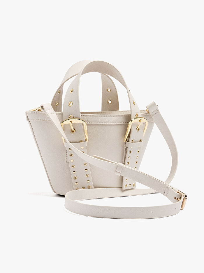 Zımba Detaylı ve Tokalı Bucket Çanta