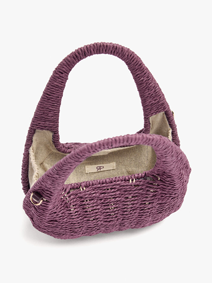 Hasır Efektli Sert El Çantası