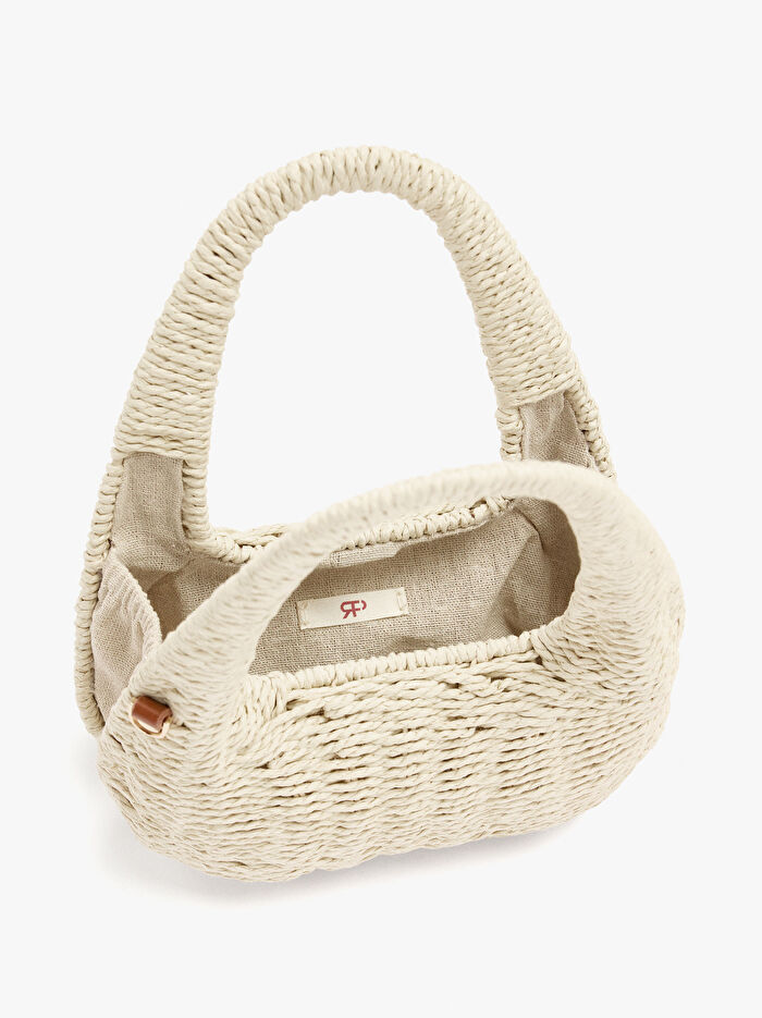 Hasır Efektli Sert El Çantası