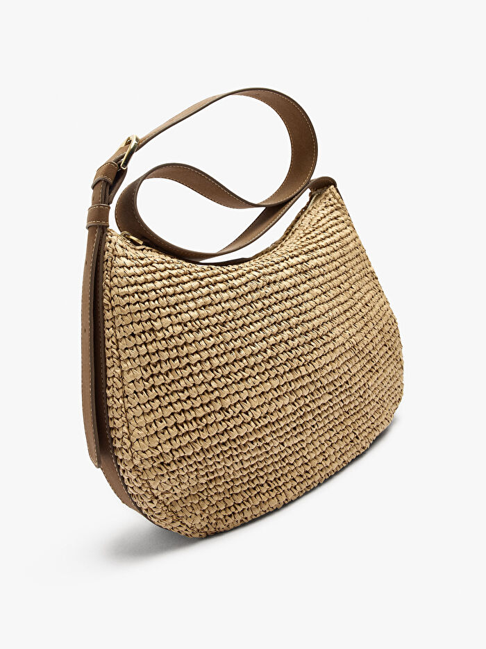 Hasır Efektli Çapraz Askılı Çanta
