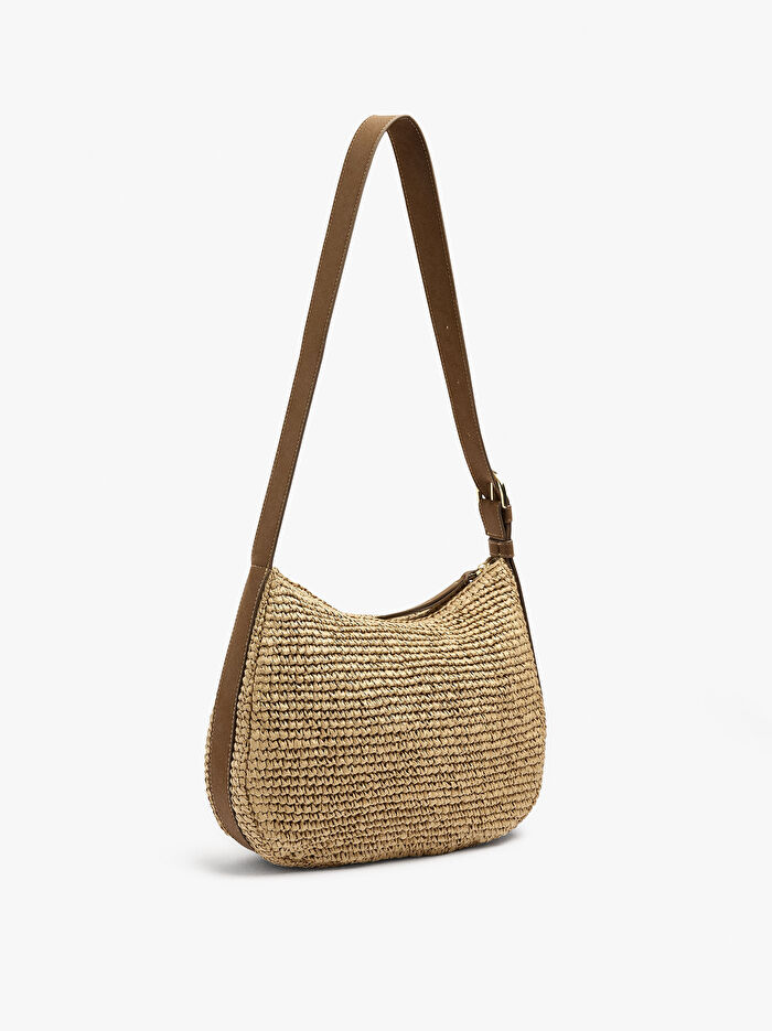 Hasır Efektli Çapraz Askılı Çanta