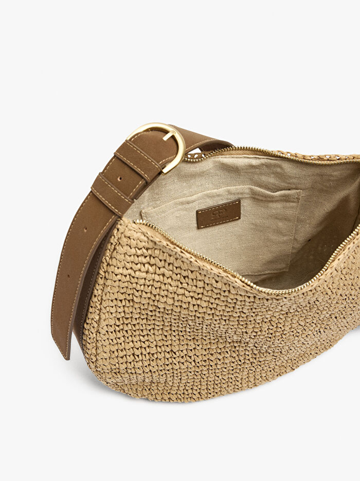 Hasır Efektli Çapraz Askılı Çanta