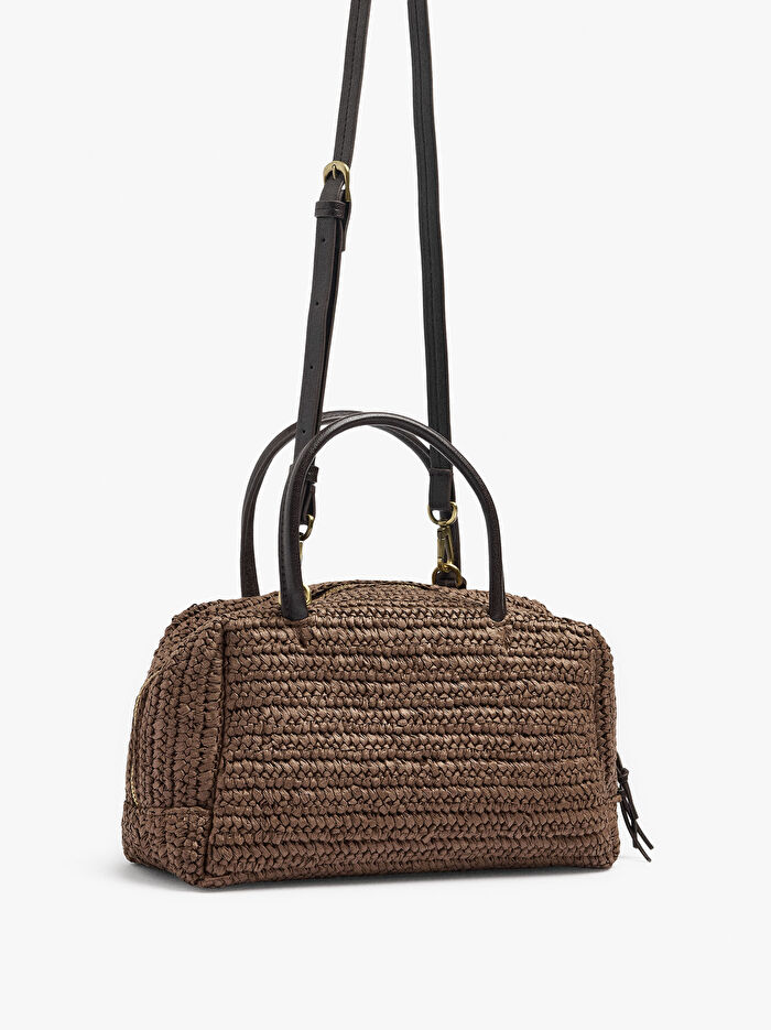 Charm'lı Hasır Efektli Bowling Çanta M