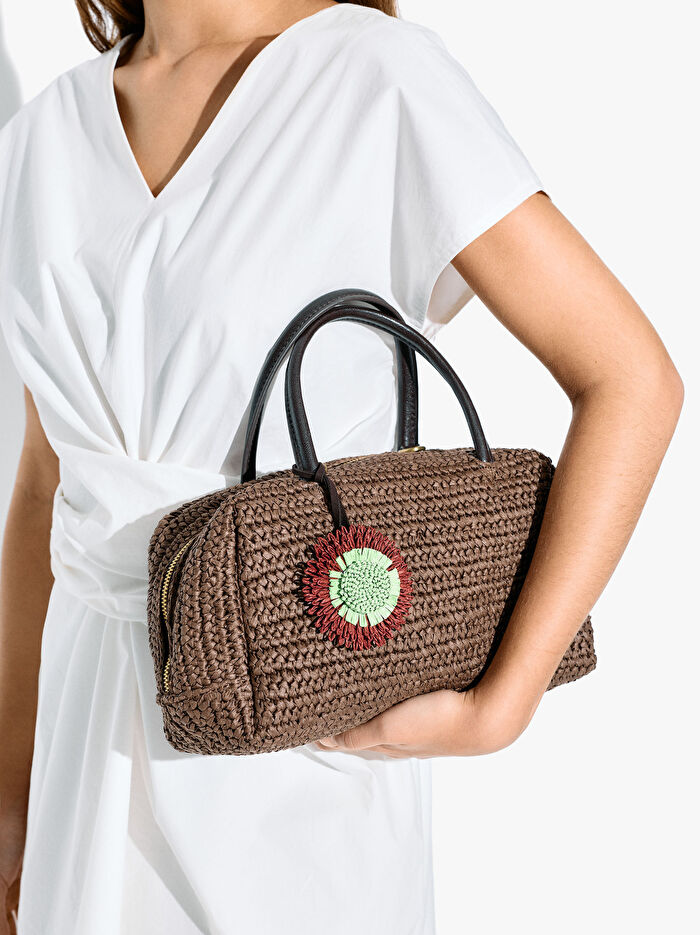 Charm'lı Hasır Efektli Bowling Çanta M