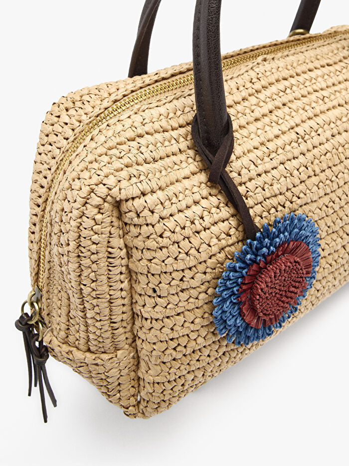 Charm'lı Hasır Efektli Bowling Çanta M