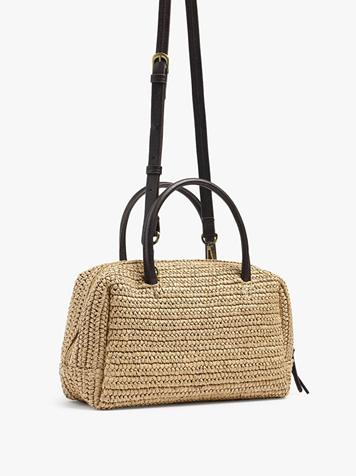 Charm'lı Hasır Efektli Bowling Çanta M