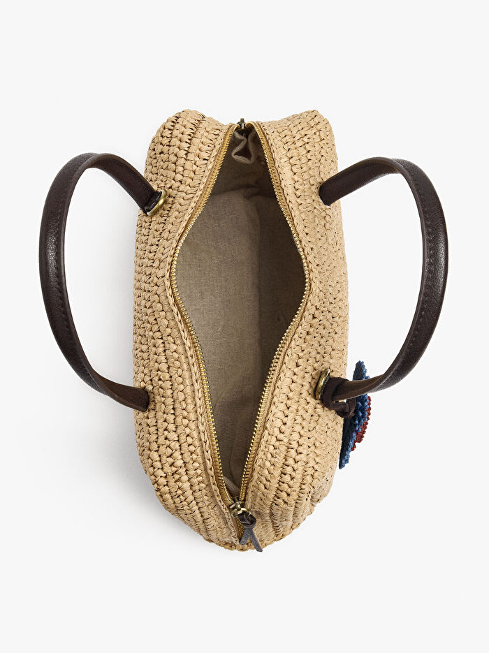 Charm'lı Hasır Efektli Bowling Çanta M