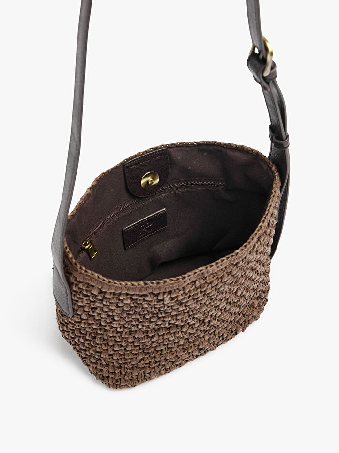 Hasır Efektli Çapraz Askılı Çanta