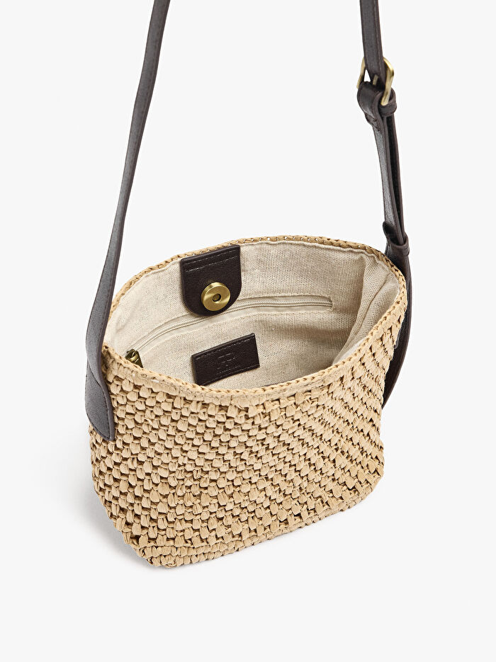 Hasır Efektli Çapraz Askılı Çanta