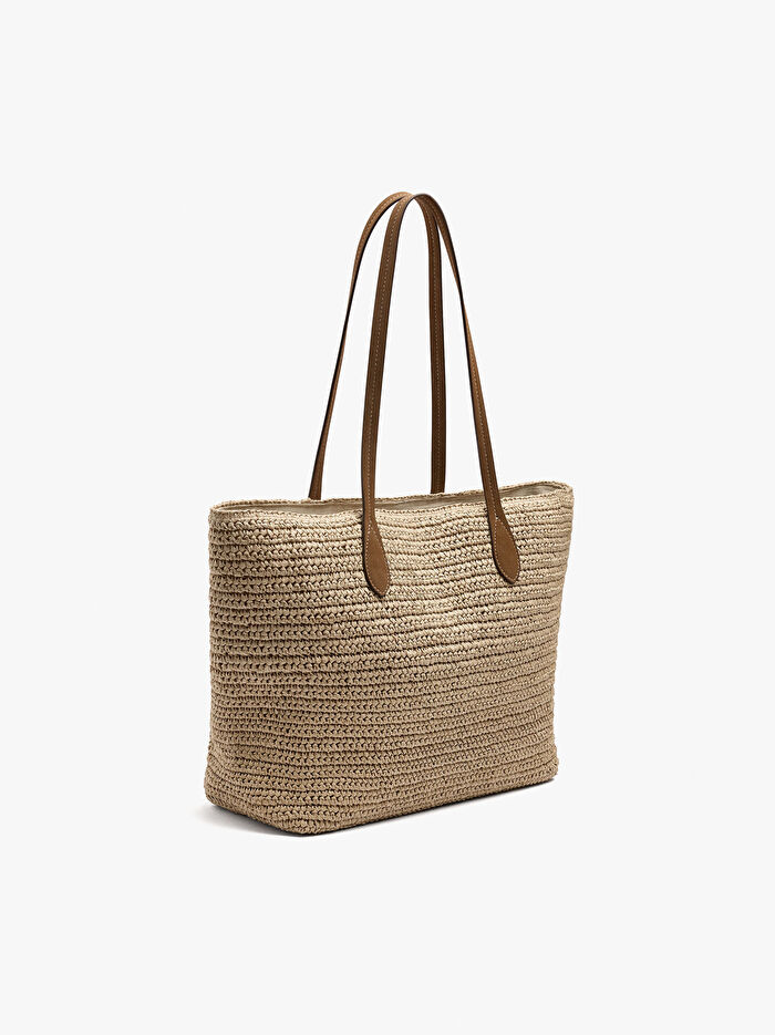 Charm'lı Hasır Efektli Shopper Çanta