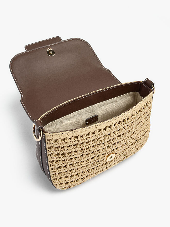 Hasır Çapraz Askılı El Çantası