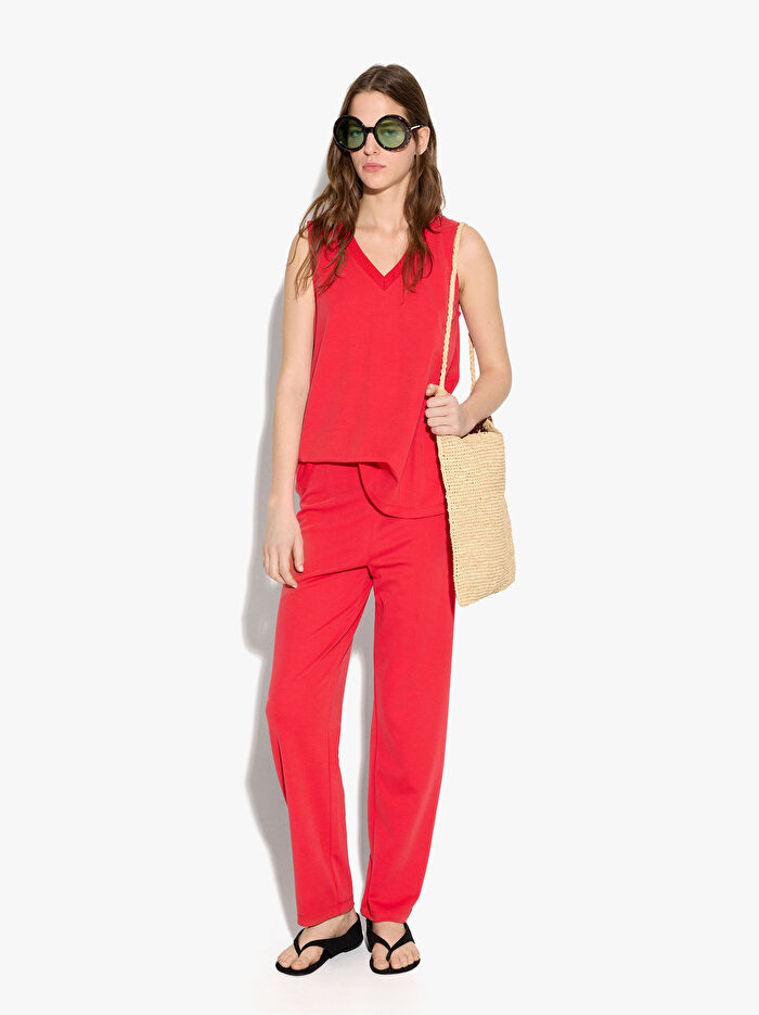 Beli Lastikli Dökümlü Pantolon