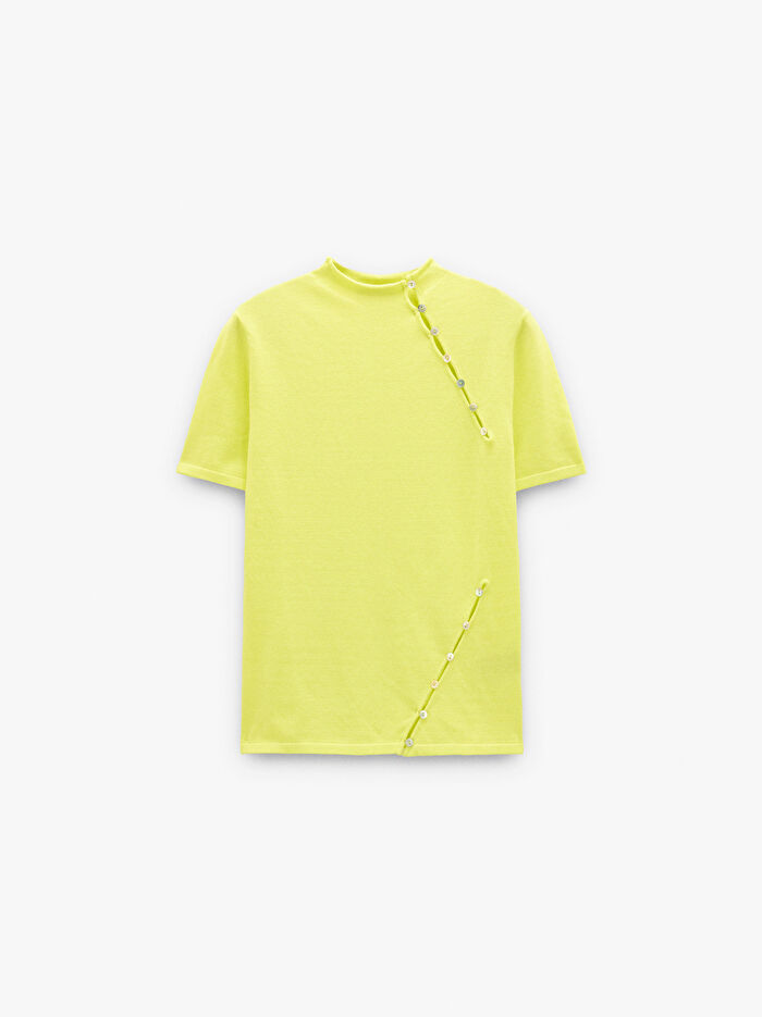 Düğme Detaylı Örme Kazak