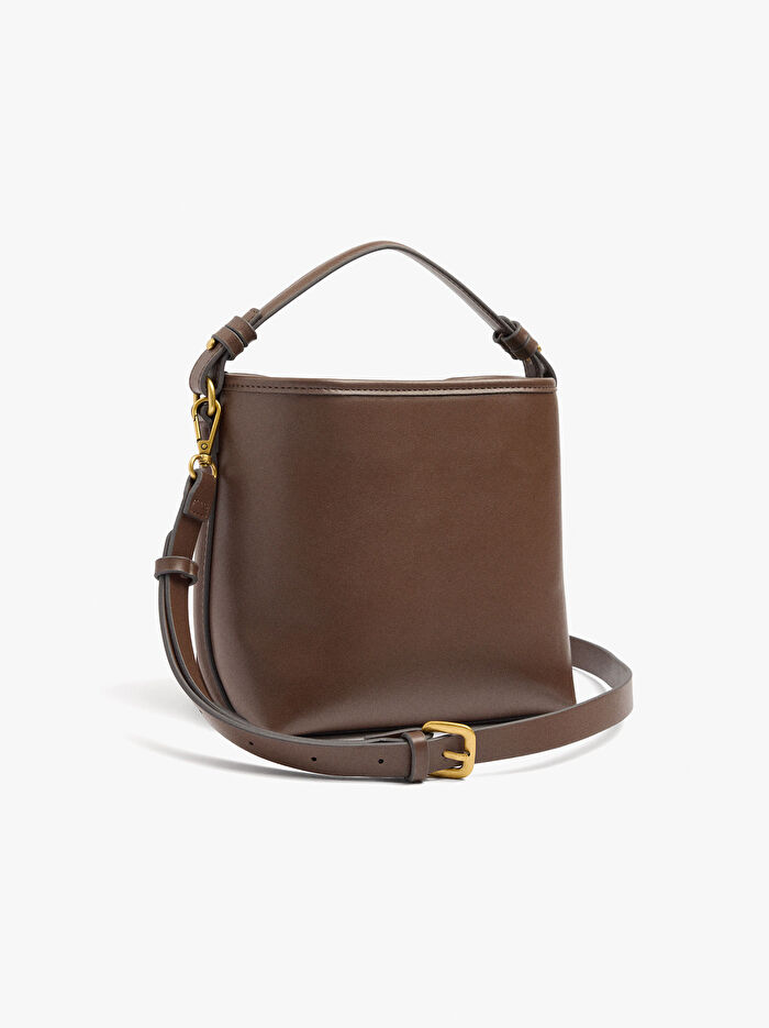 Charm'lı Deri Detaylı Bucket Çanta