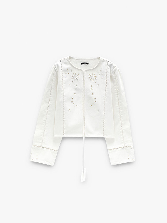 %100 Pamuk Nakışlı Ceket