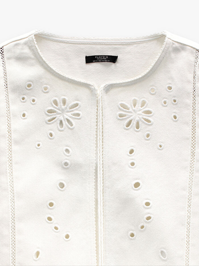 %100 Pamuk Nakışlı Ceket