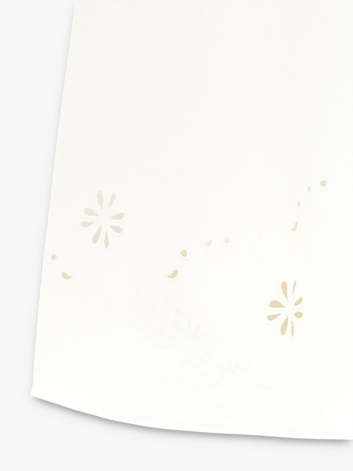 %100 Pamuk Nakışlı Denim Etek