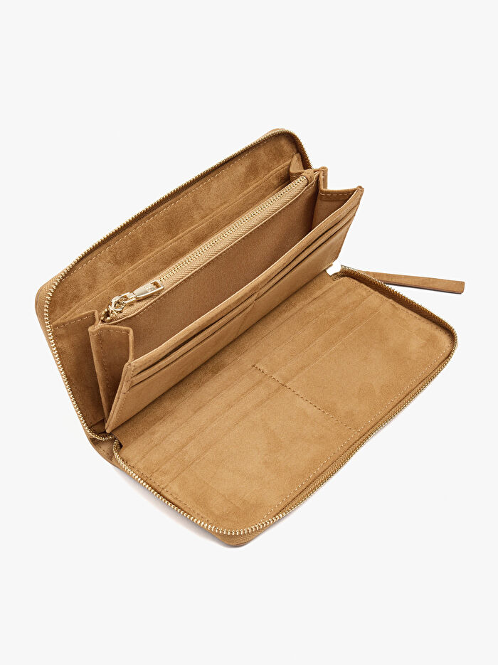 Deri Görünümlü Fermuarlı Cüzdan