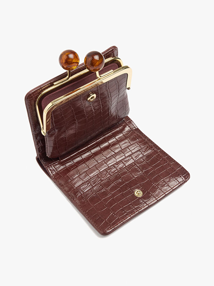 Hayvan Desenli Kiss-Lock Kapamalı Cüzdan