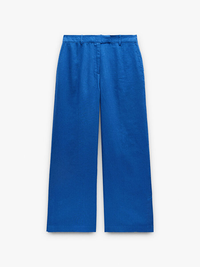 %100 Keten Düz Kesim Pantolon