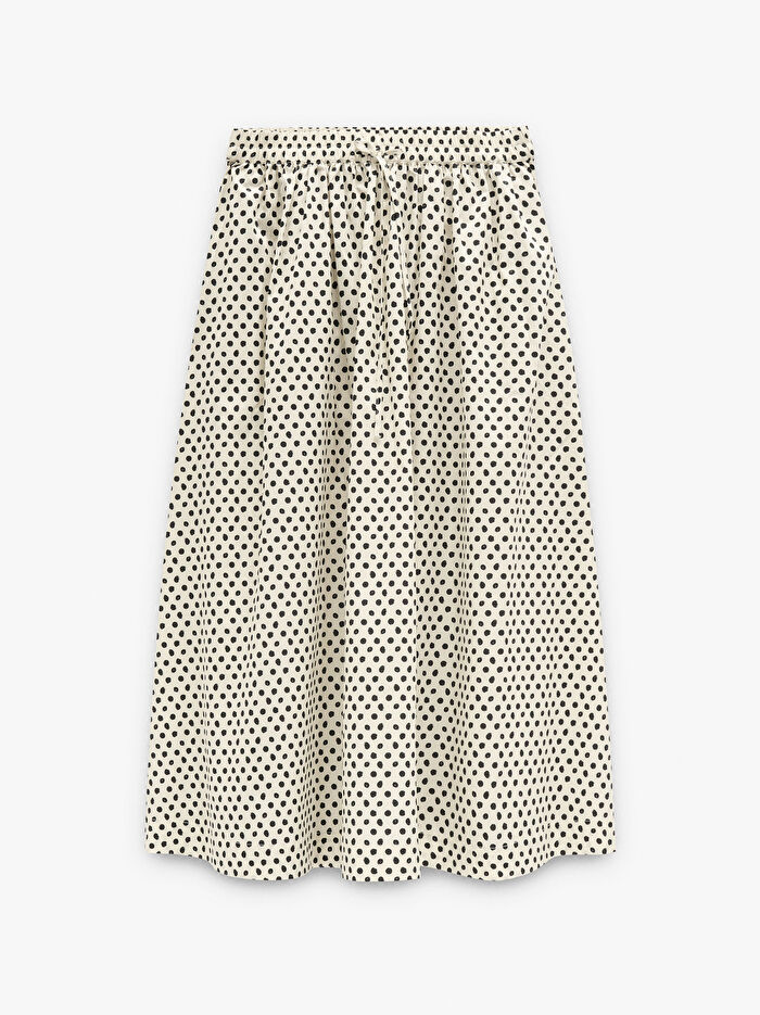 %100 Pamuk Puantiye Desenli Etek