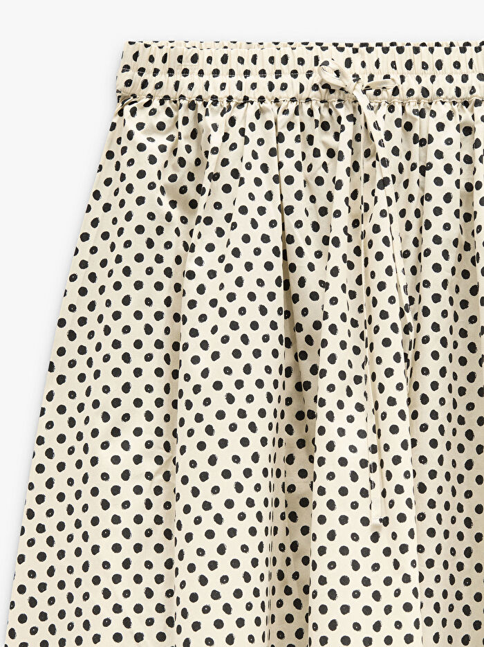 %100 Pamuk Puantiye Desenli Etek