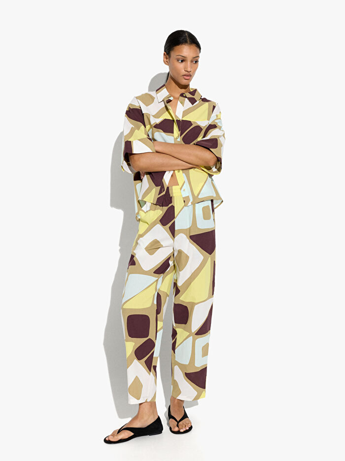 %100 Pamuk Geometrik Desenli Gömlek