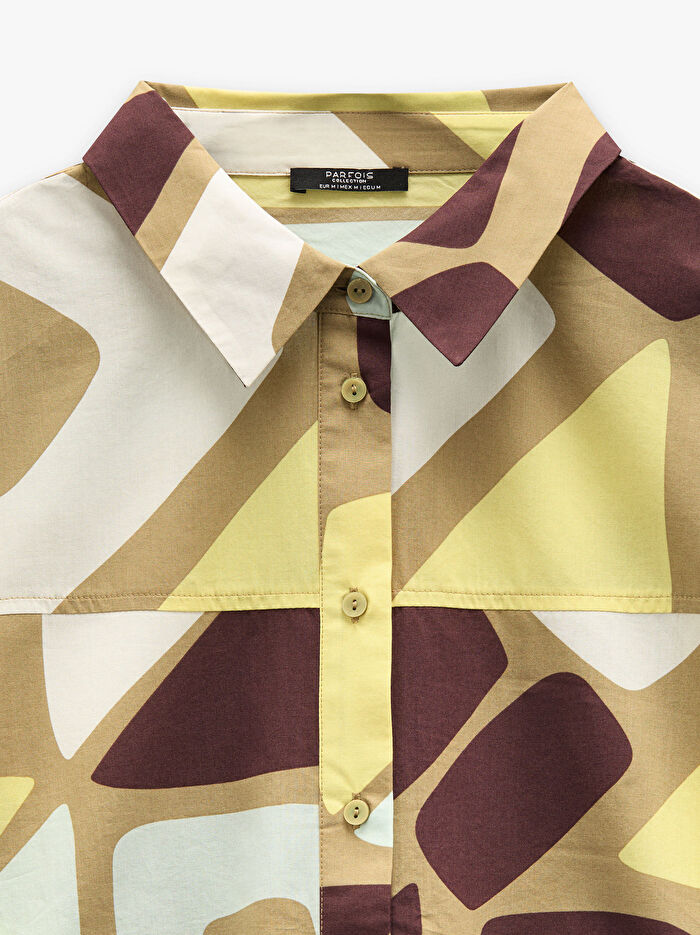 %100 Pamuk Geometrik Desenli Gömlek