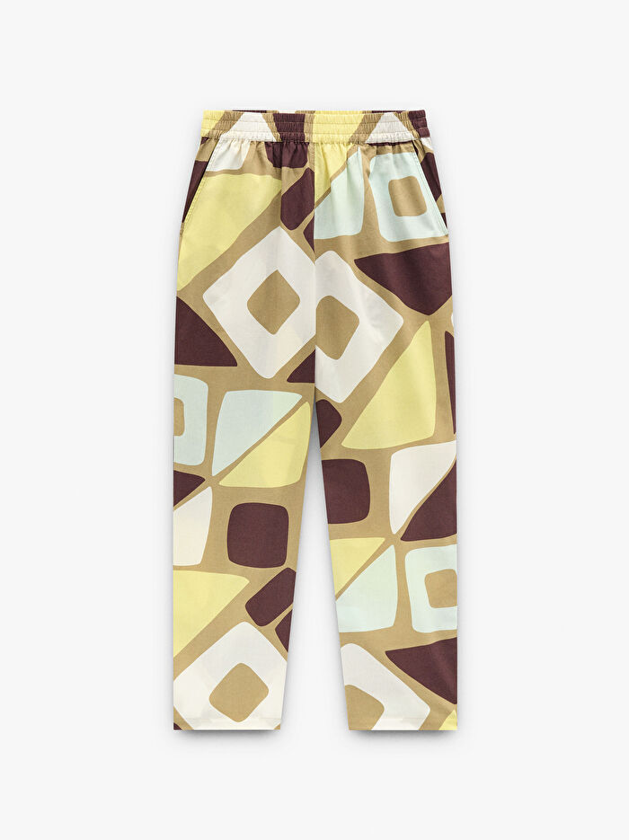Geometrik Desenli %100 Pamuklu Pantolon
