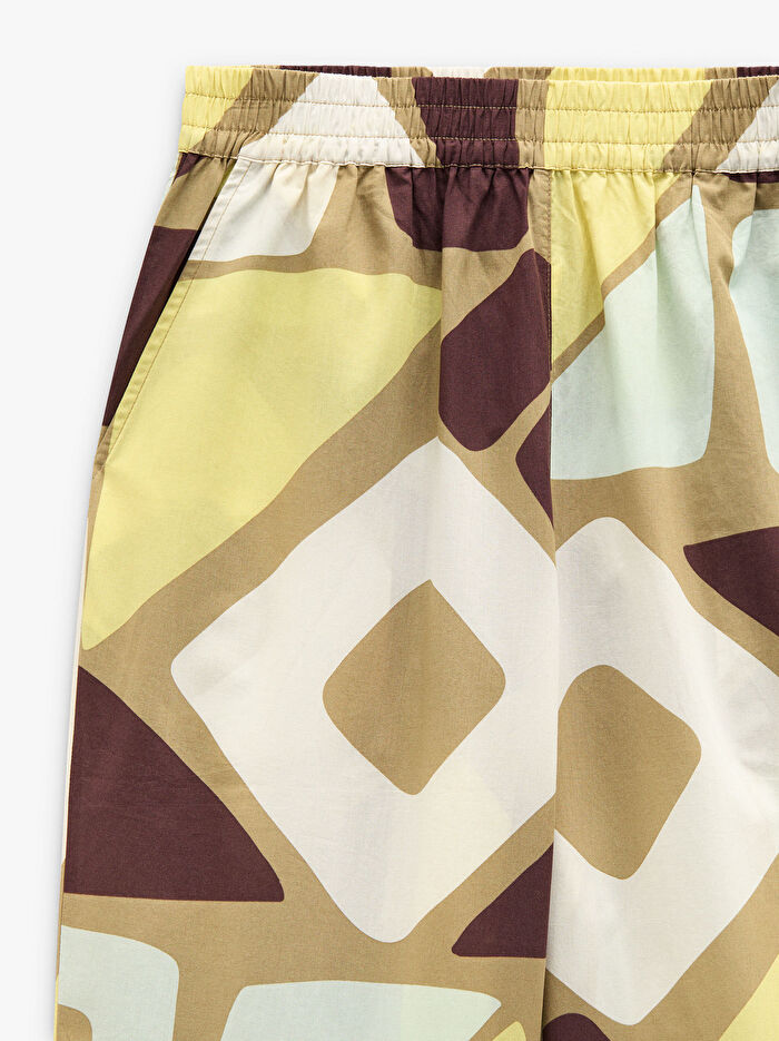 Geometrik Desenli %100 Pamuklu Pantolon