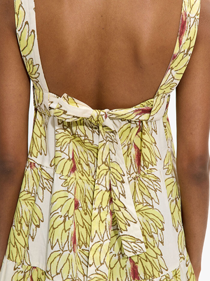 %100 Pamuk Midi Desenli Elbise