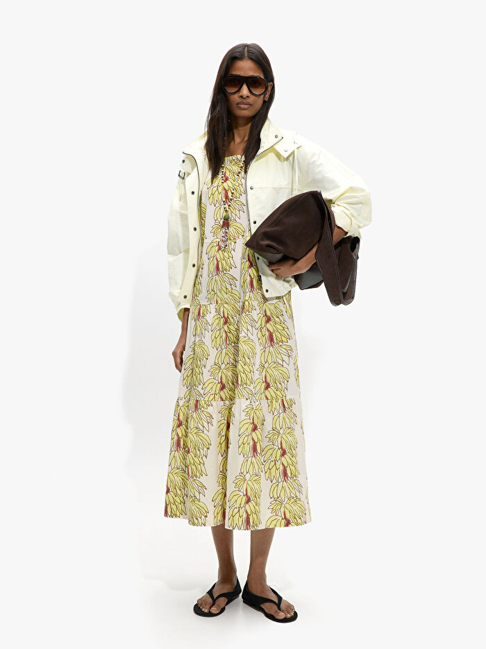 %100 Pamuk Midi Desenli Elbise