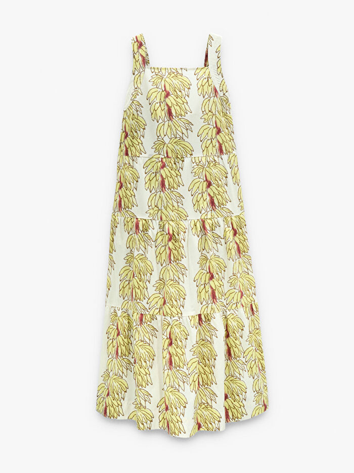 %100 Pamuk Midi Desenli Elbise