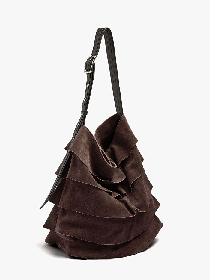 Fırfırlı Deri Shopper Çanta
