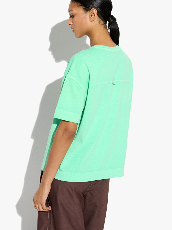 Cepli Düz Pamuklu T-Shirt