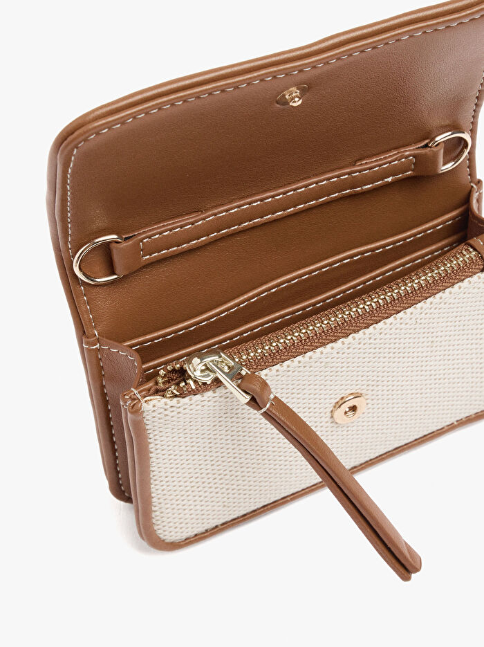 Kumaş Desenli Cüzdanlı Mini Çanta