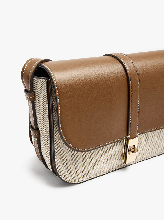 Kapaklı Kanvas Çapraz Askılı Çanta