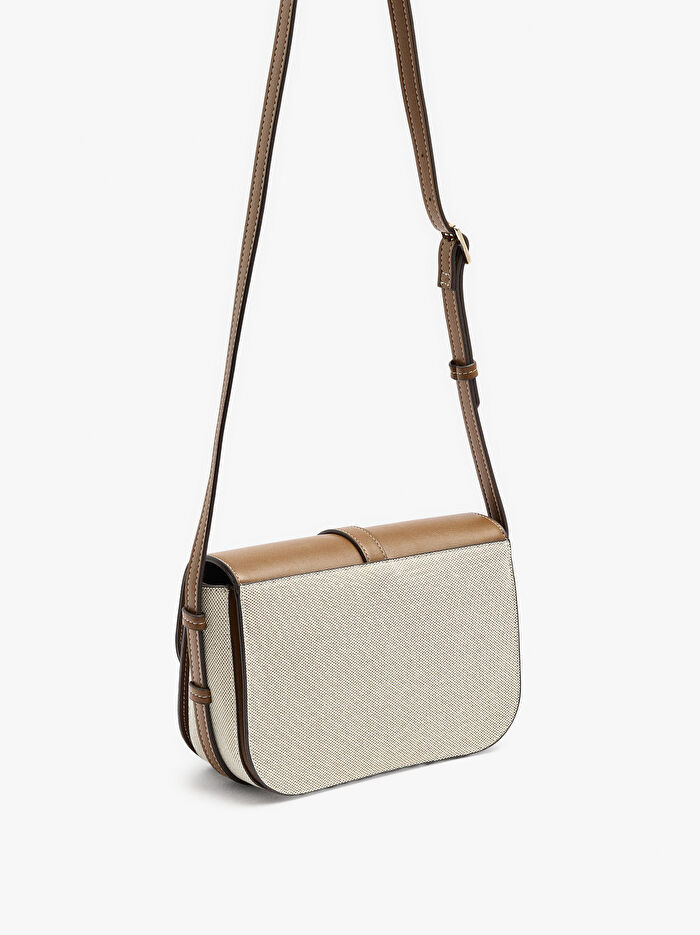 Kapaklı Kanvas Çapraz Askılı Çanta