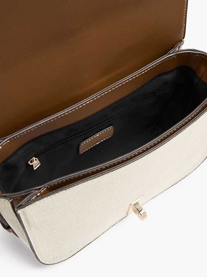 Kapaklı Kanvas Çapraz Askılı Çanta