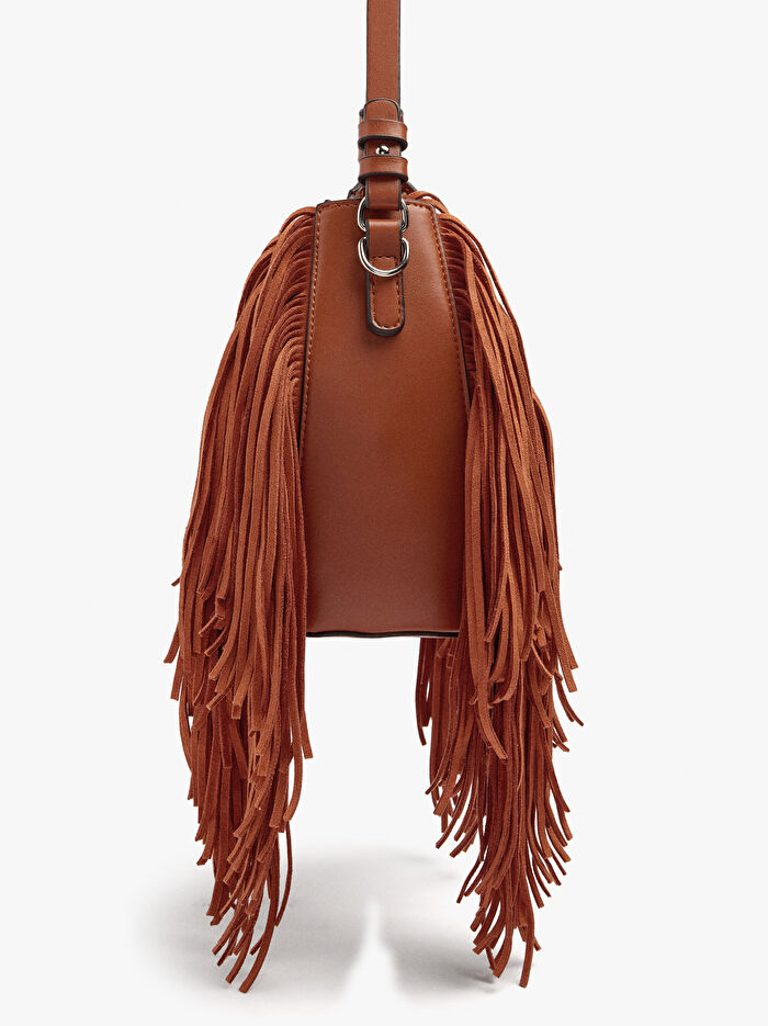 Uzun Püsküllü Bucket Çanta