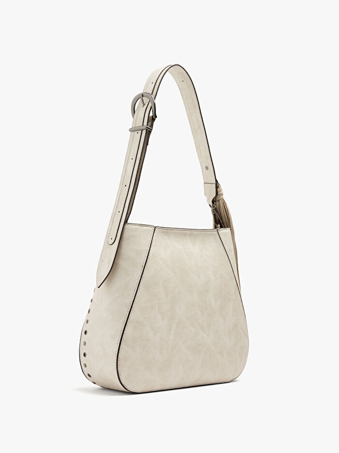 Püsküllü ve Zımba Detaylı Omuz Çantası L