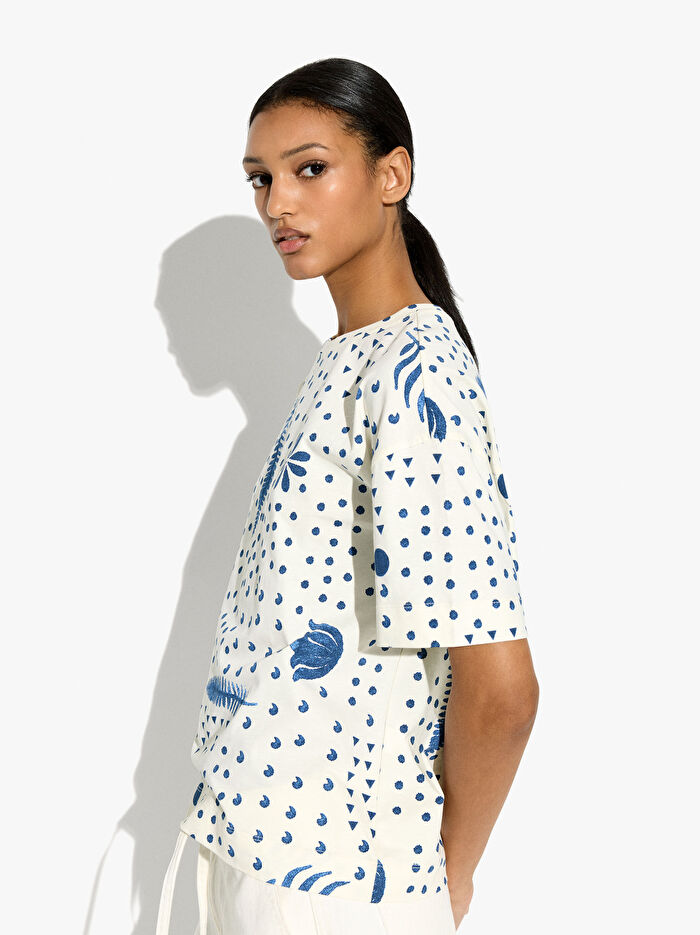 Desenli Pamuklu T-Shirt