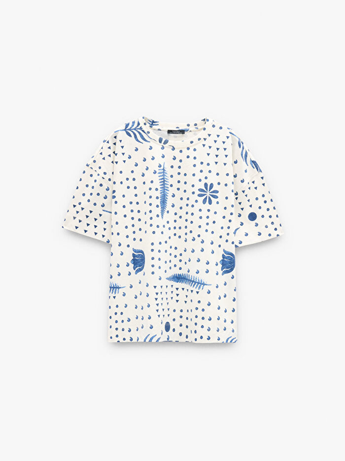 Desenli Pamuklu T-Shirt